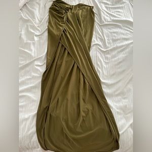 Green long midi skirt